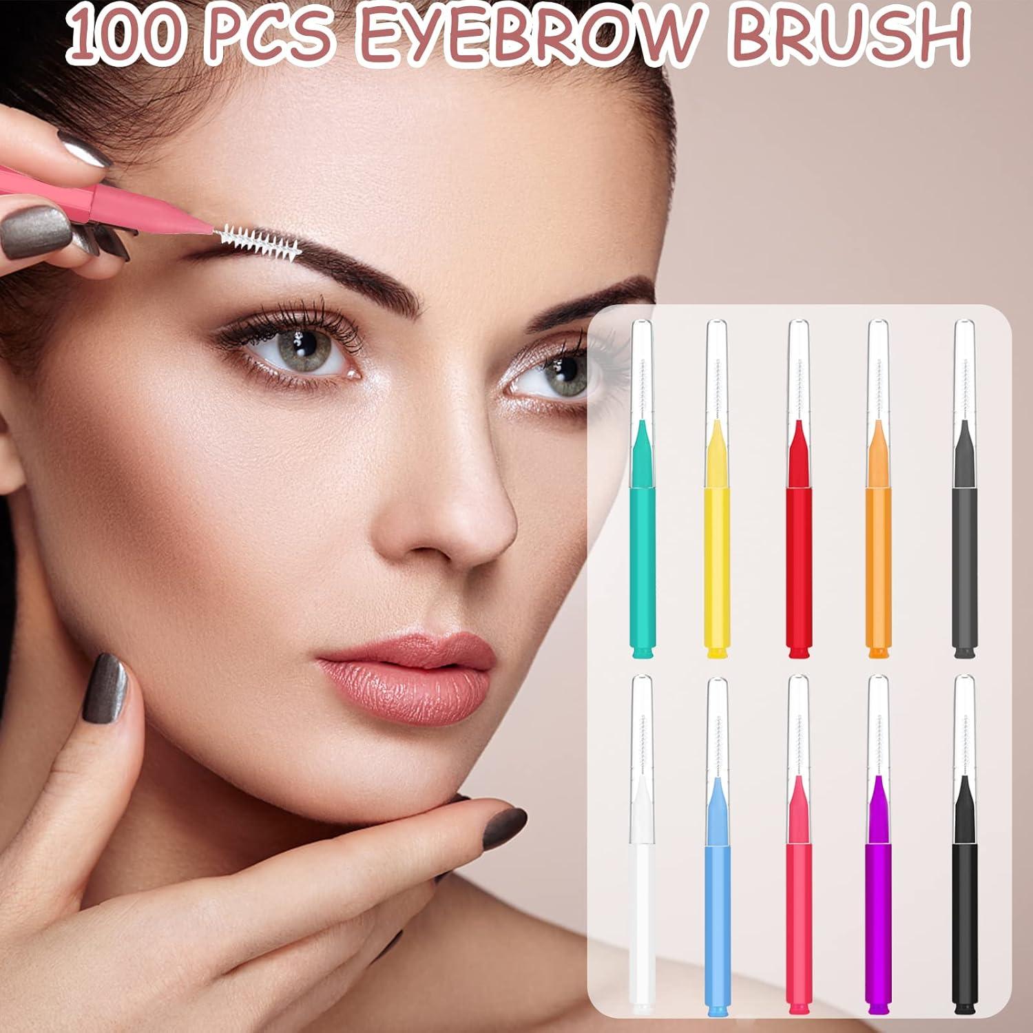 100 Cepillos Micro para Cejas y Pestañas CANIPHA - 10 Colores