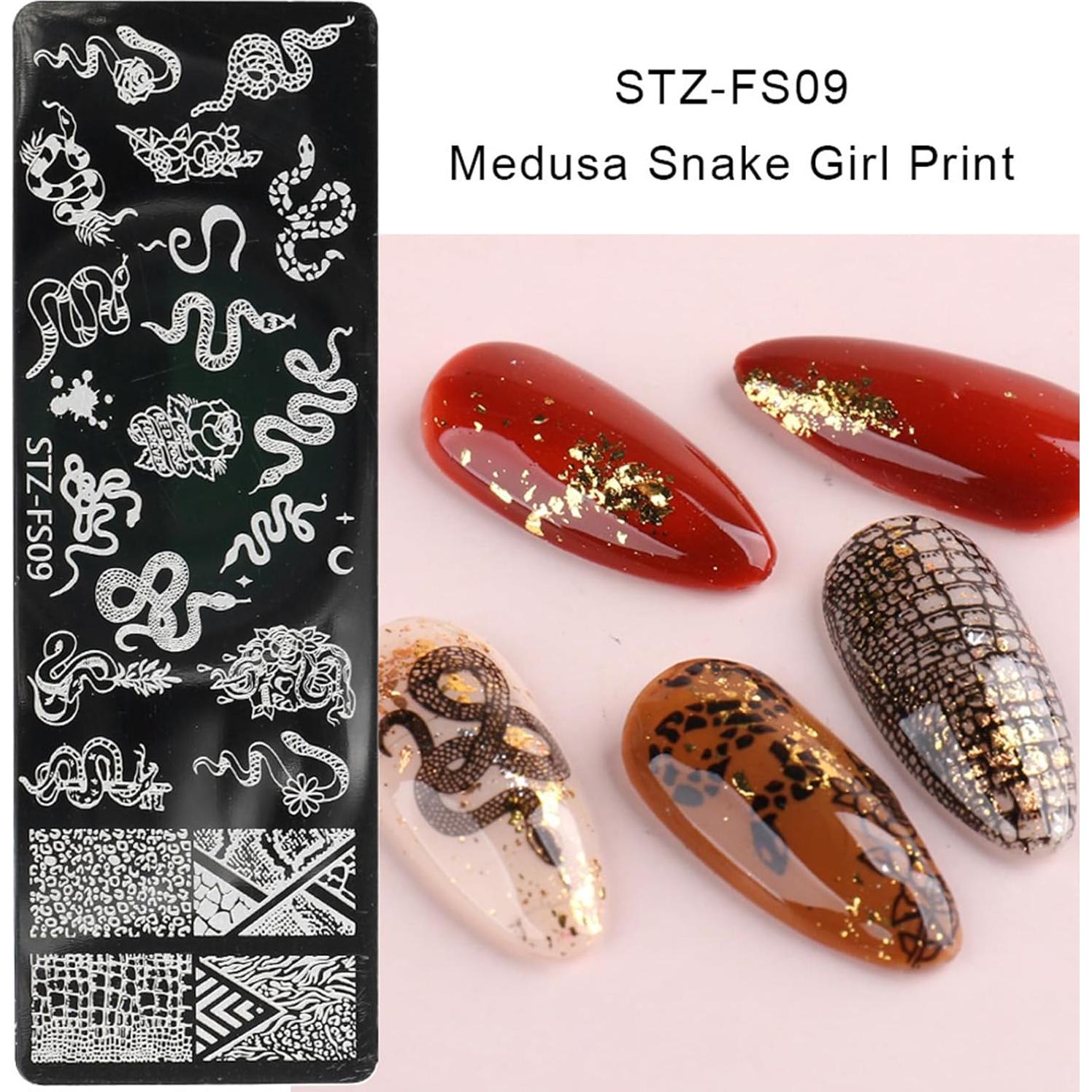 6 Plantillas de Estampado de Uñas GCSQW - Acero Inoxidable 12x4cm