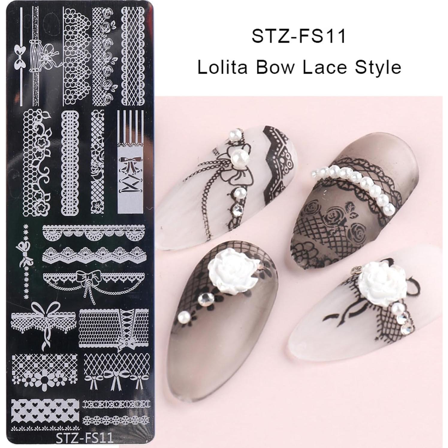 6 Plantillas de Estampado de Uñas GCSQW - Acero Inoxidable 12x4cm