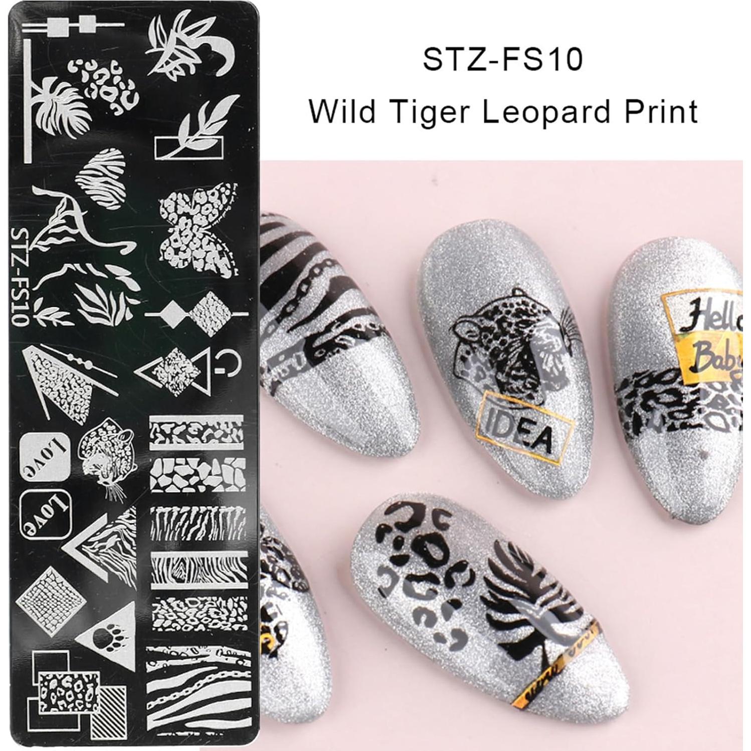 6 Plantillas de Estampado de Uñas GCSQW - Acero Inoxidable 12x4cm