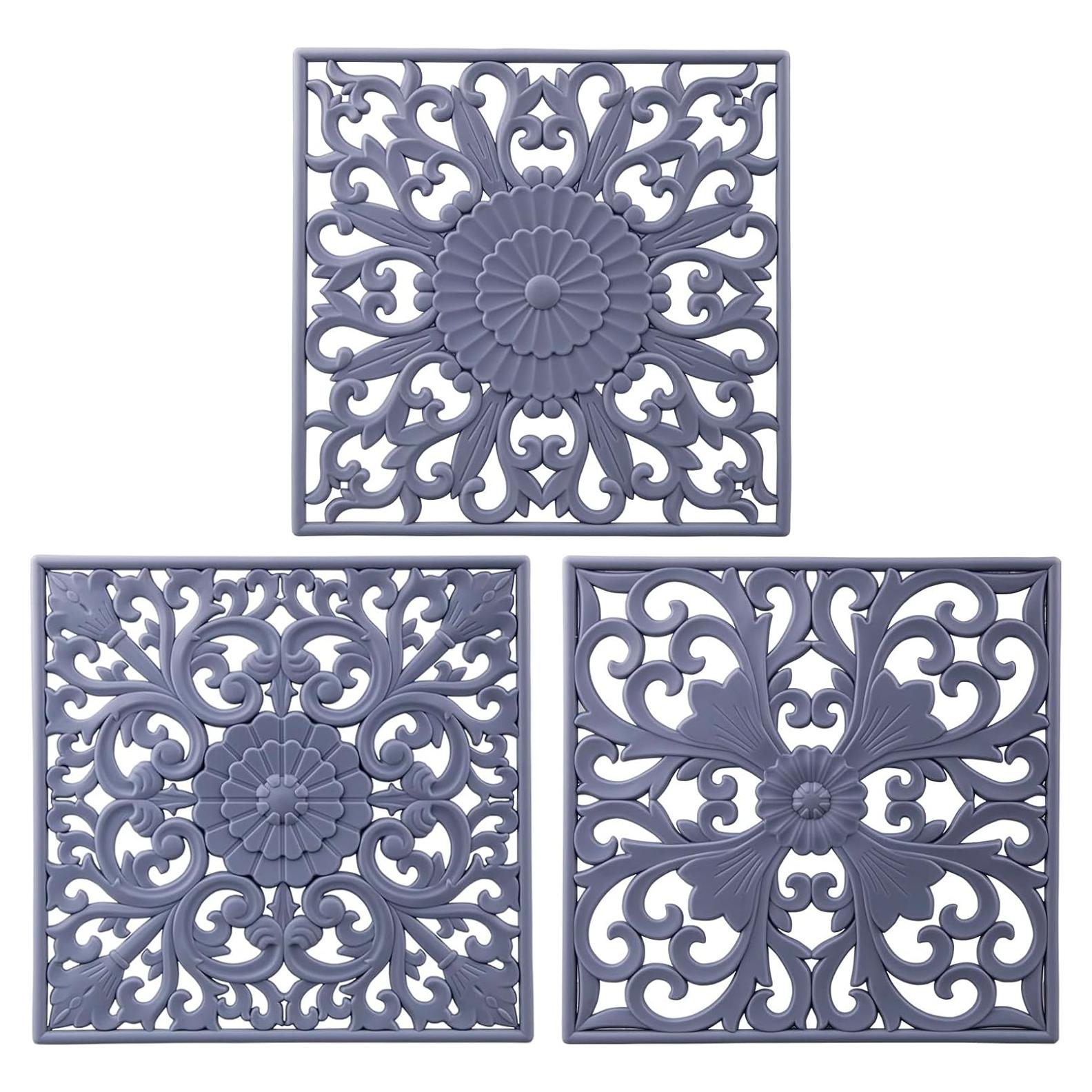 Trivetes de Silicona Kalsreui 3 Piezas Gris 18x18 cm