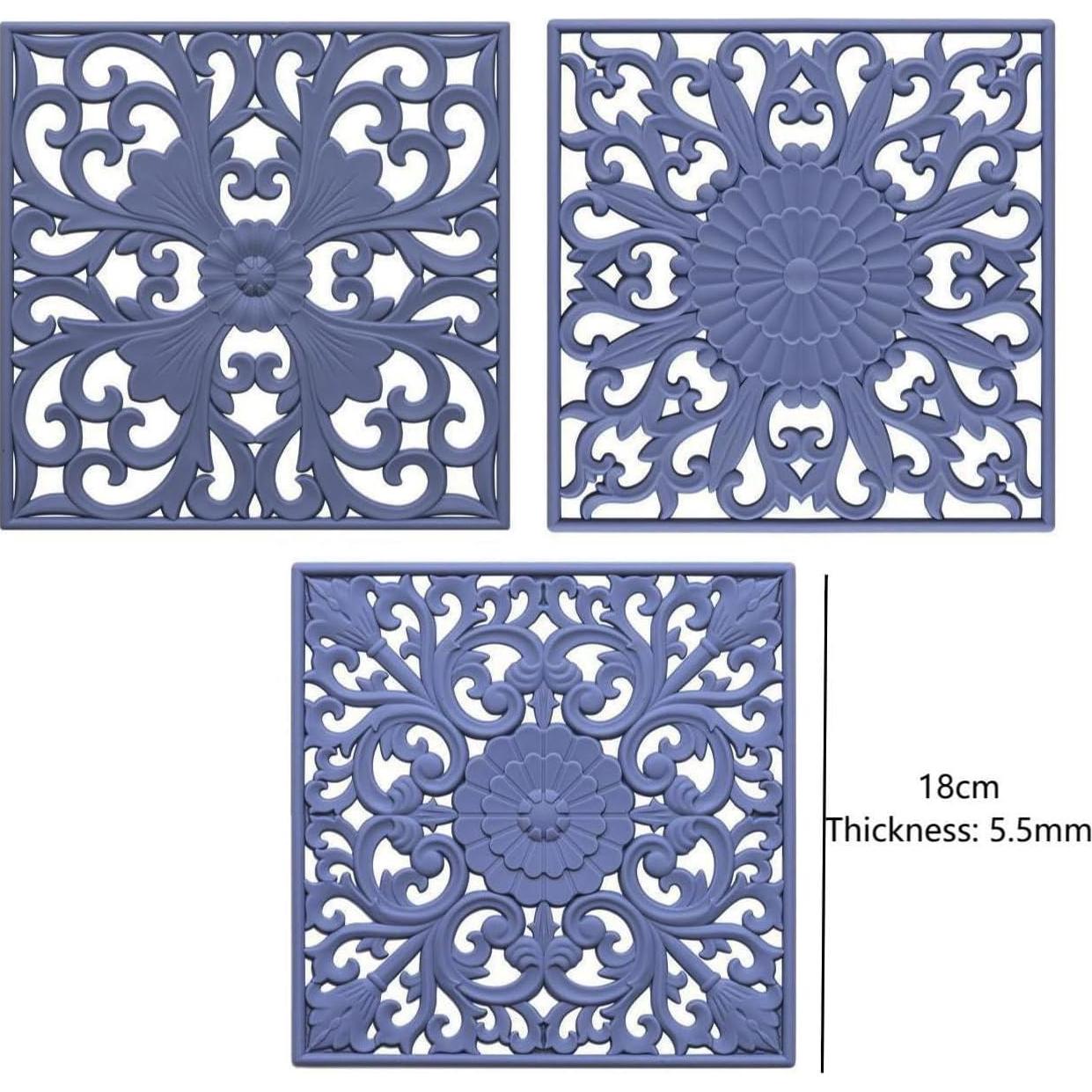 Trivetes de Silicona Kalsreui 3 Piezas Gris 18x18 cm