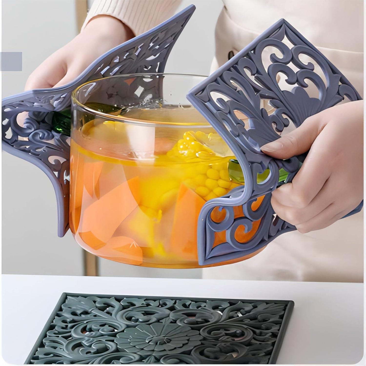 Trivetes de Silicona Kalsreui 3 Piezas Gris 18x18 cm