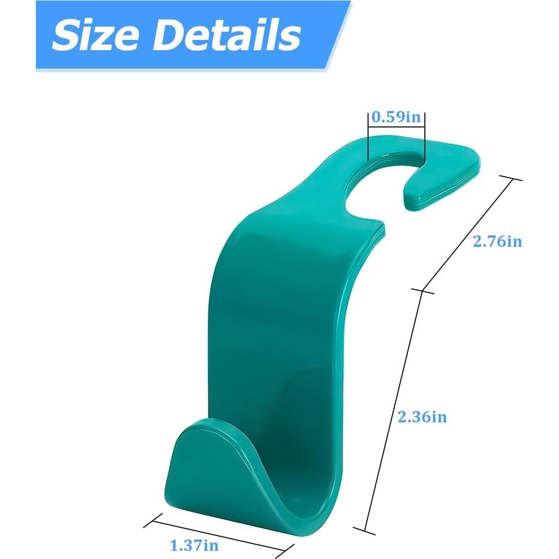 Gancho de Respaldo de Asiento de Coche Hanemia 4PCS Cian