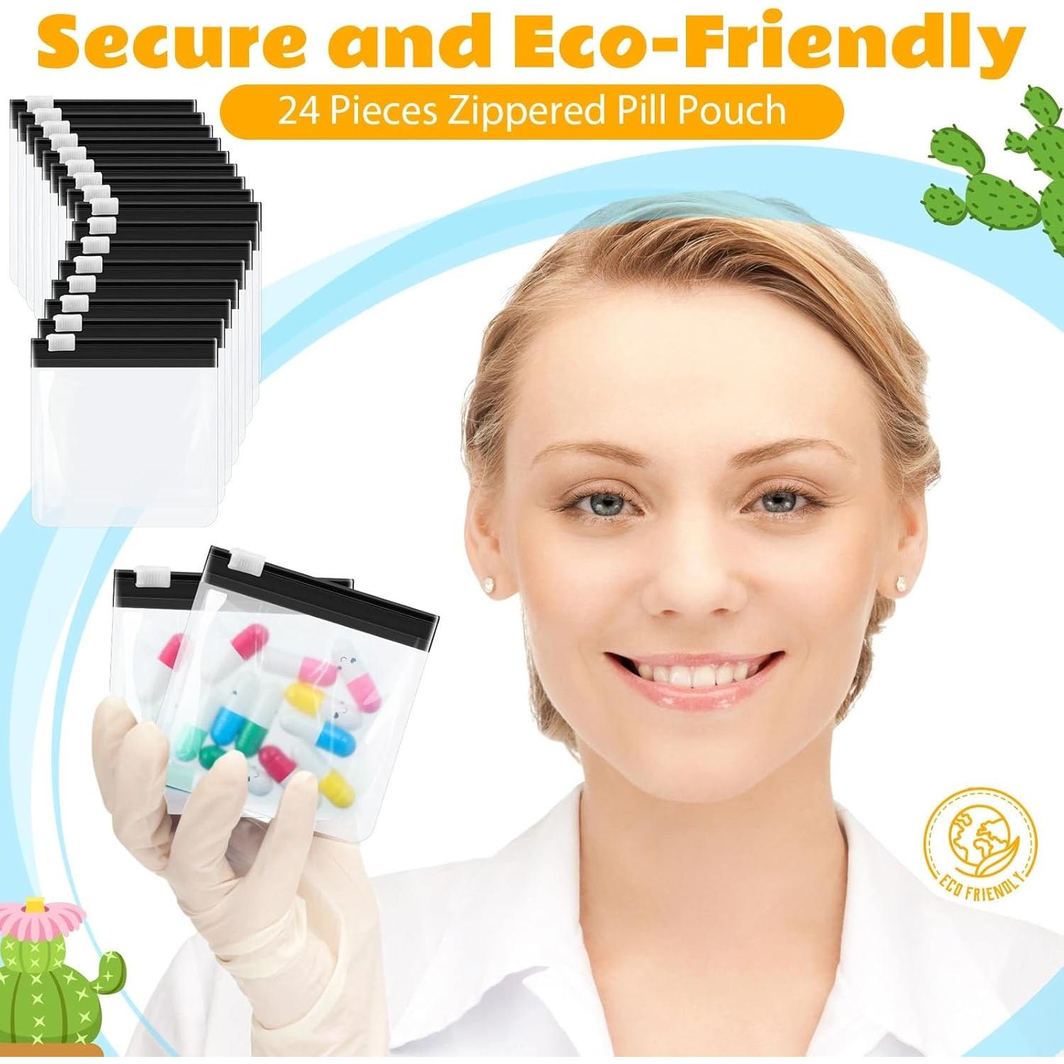 Juego de 24 Bolsas de Píldoras Reutilizables Handepo 7.5x7.5cm