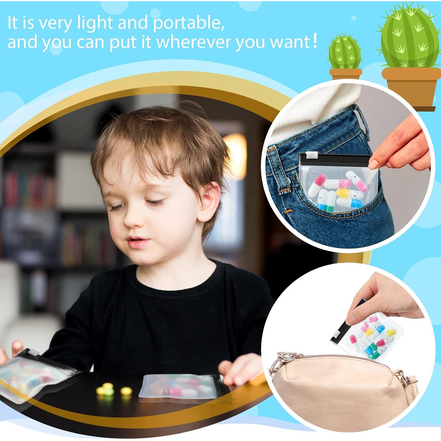 Juego de 24 Bolsas de Píldoras Reutilizables Handepo 7.5x7.5cm