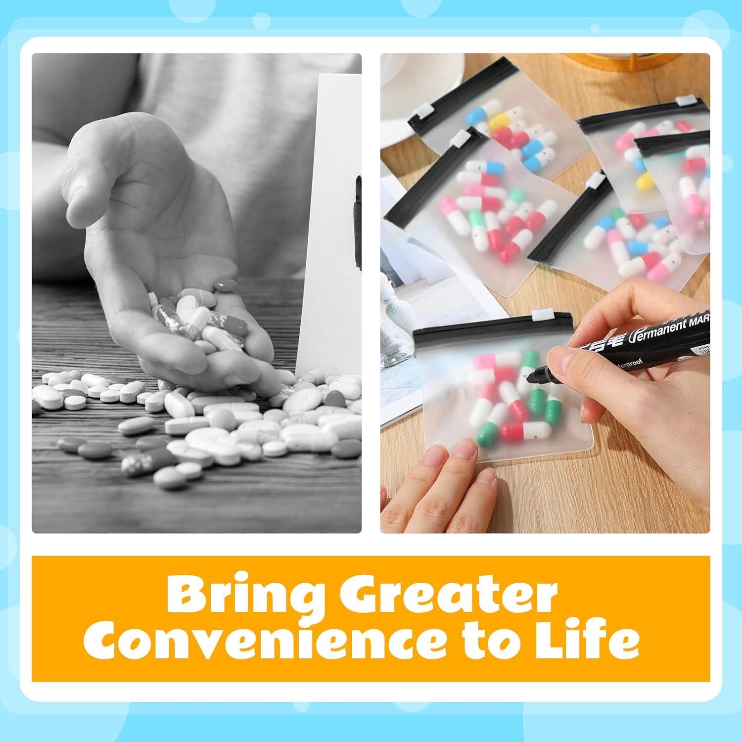 Juego de 24 Bolsas de Píldoras Reutilizables Handepo 7.5x7.5cm