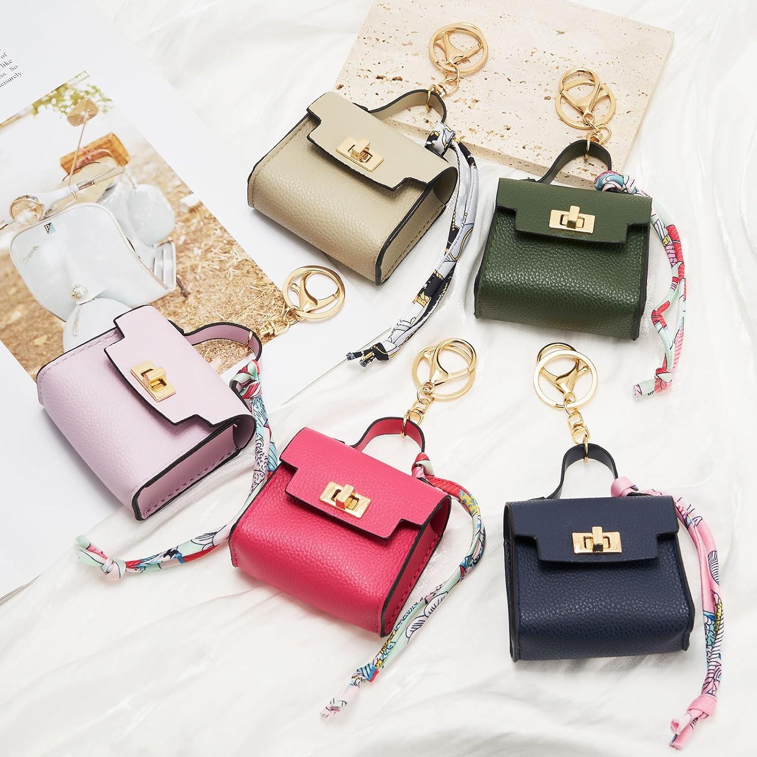 Llavero Mini Mochila WOZEAH Beige para Mujeres - Monedero Compacto