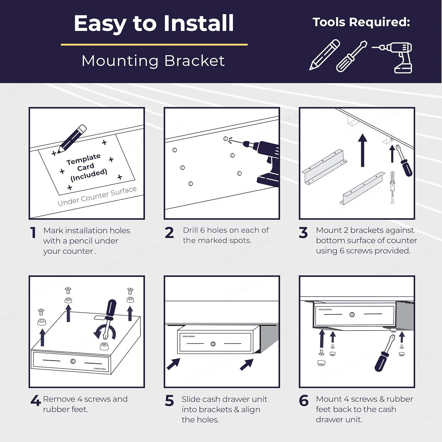 Cajón de Dinero Volcora 33 cm con Soporte Bajo Mostrador