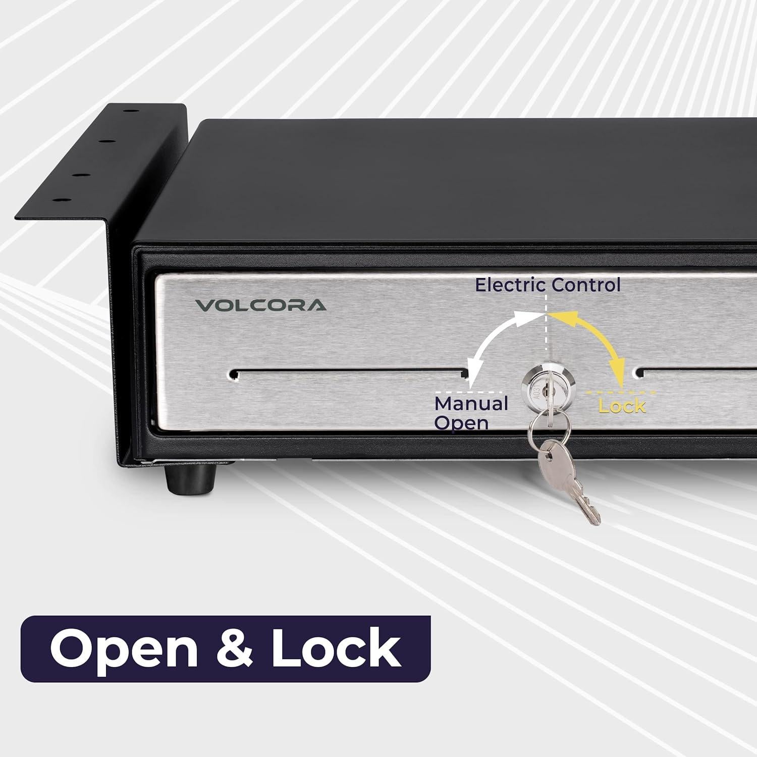 Cajón de Dinero Volcora 33 cm con Soporte Bajo Mostrador