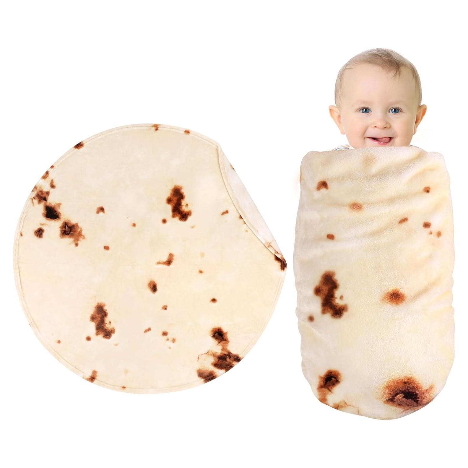 Manta de Tortilla Burrito SeaRoomy Beige 91 cm Suave y Divertida
