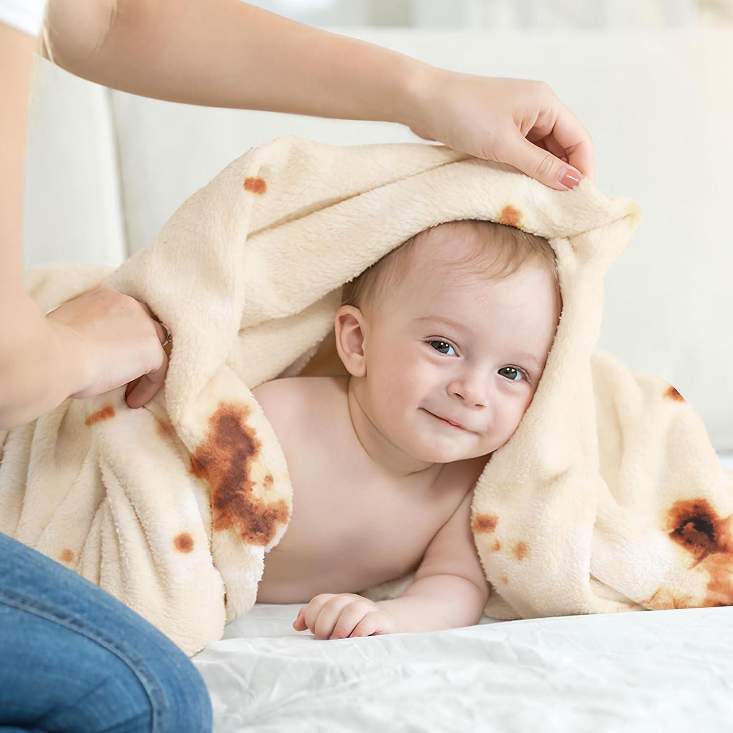 Manta de Tortilla Burrito SeaRoomy Beige 91 cm Suave y Divertida