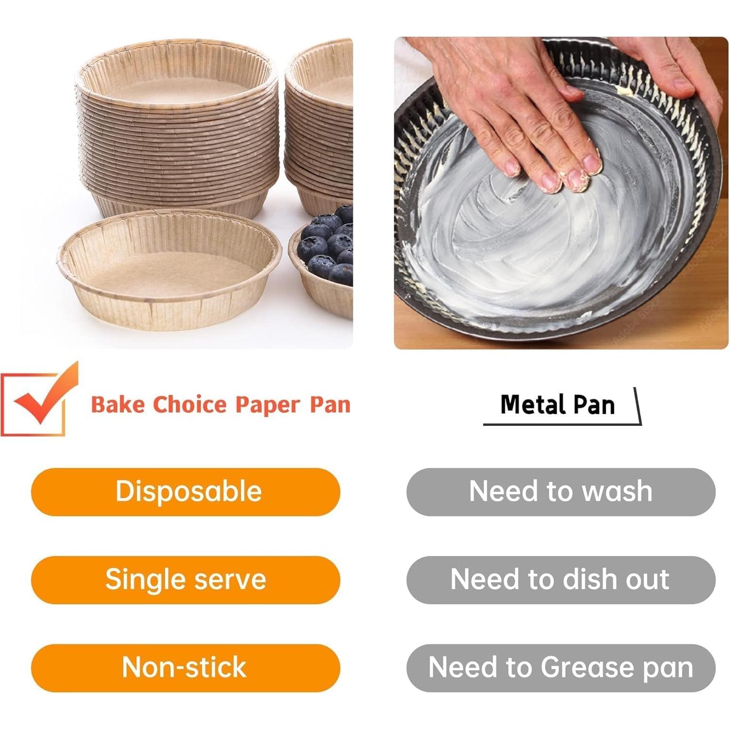 200 Moldes Mini Tartas de Papel Bake Choice 4" Redondos Antiadherentes