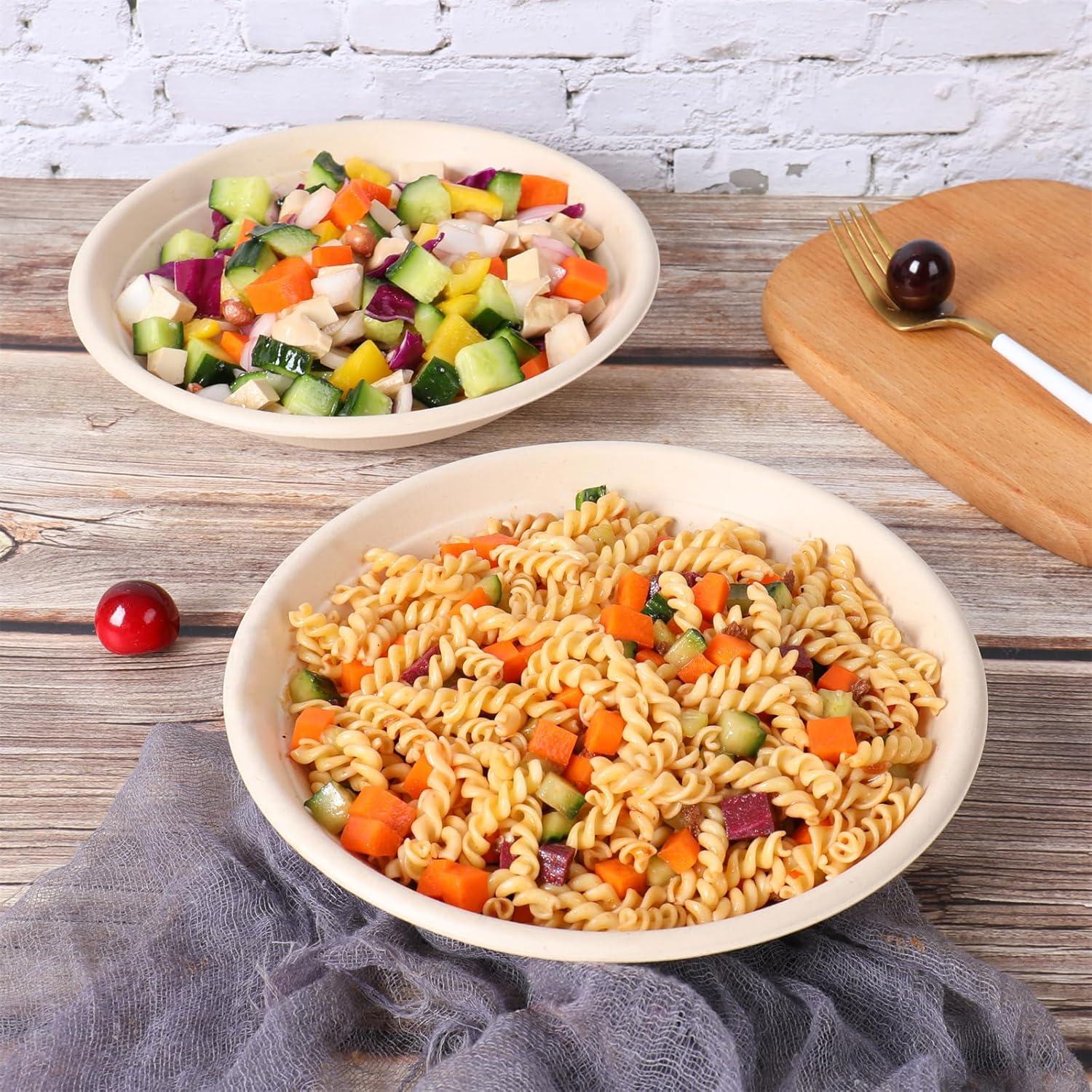 Tazones desechables redondos JAYEEY 24 oz con tapas - 50 unidades