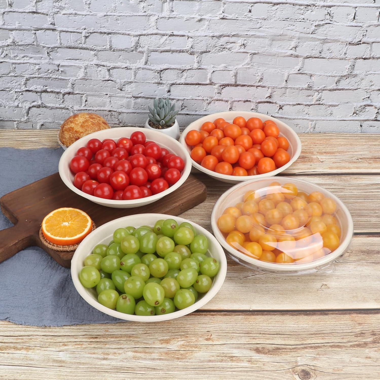 Tazones desechables redondos JAYEEY 24 oz con tapas - 50 unidades