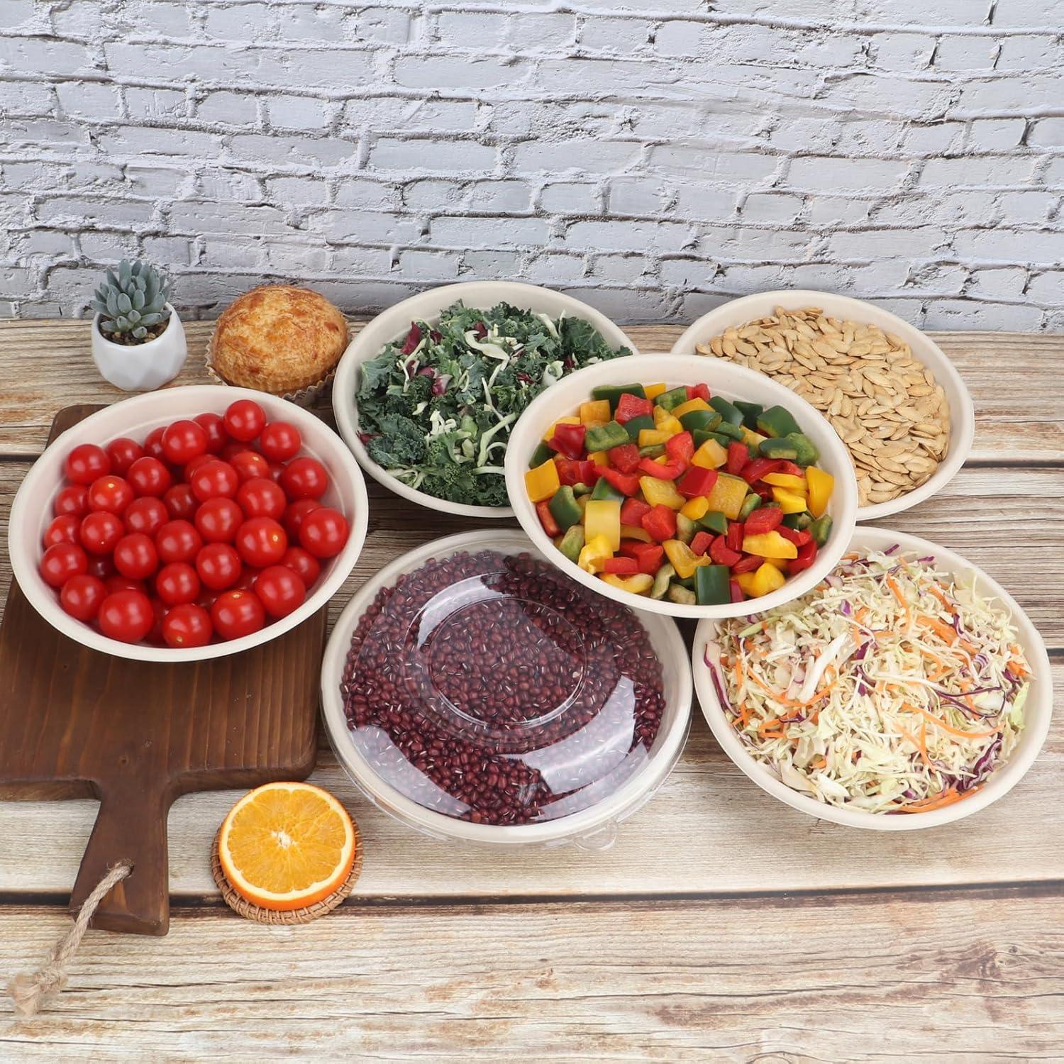 Tazones desechables redondos JAYEEY 24 oz con tapas - 50 unidades