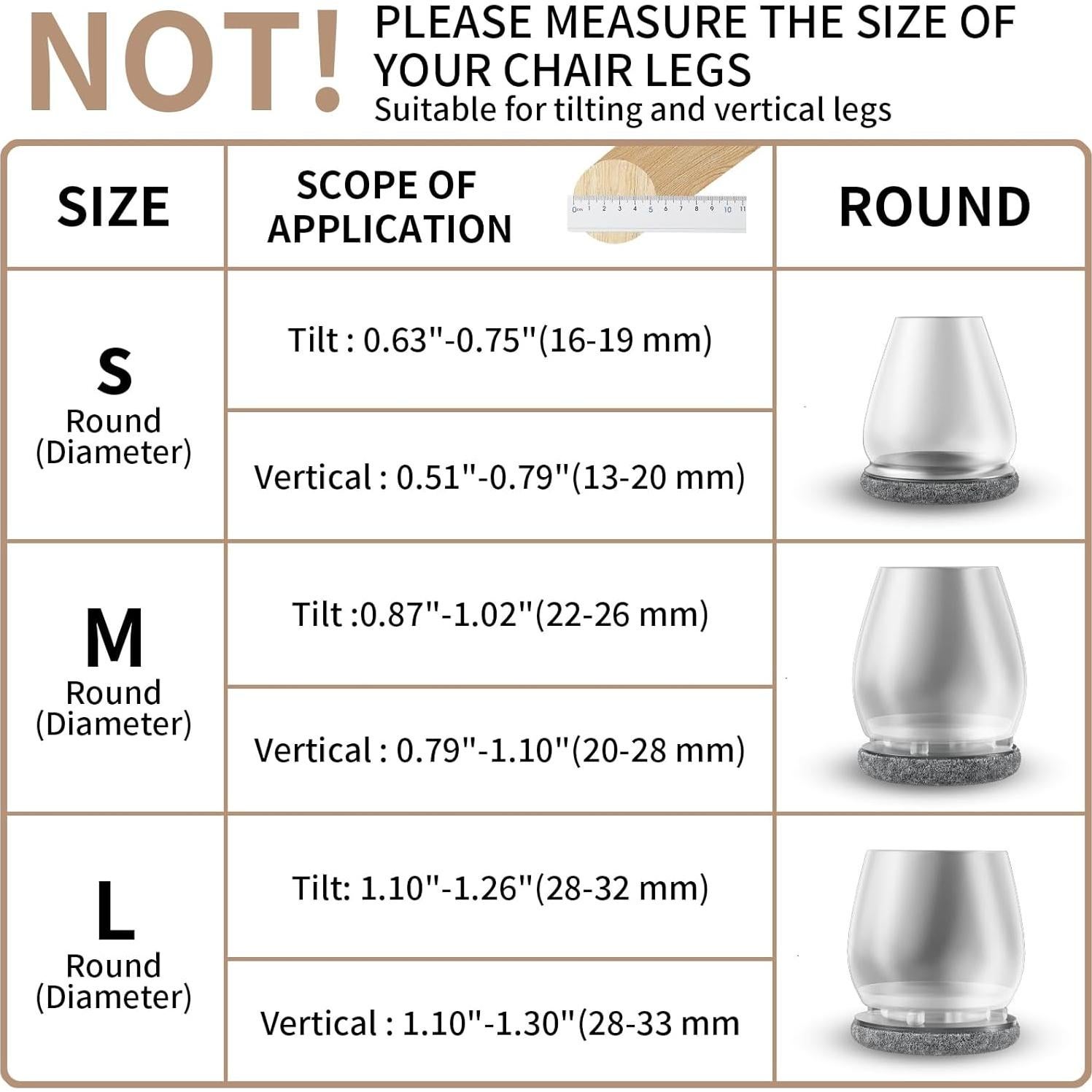 YSD 16PCS Protectores de Suelo para Patas de Silla Redonda