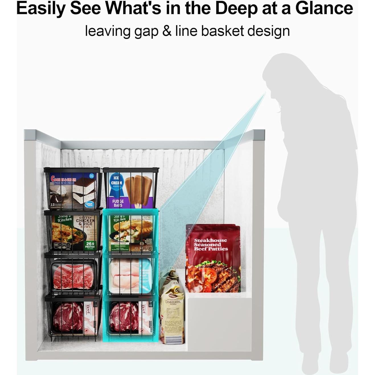 Organizadores de Congelador iSPECLE - 4 Bins Apilables 37.34x18.03cm