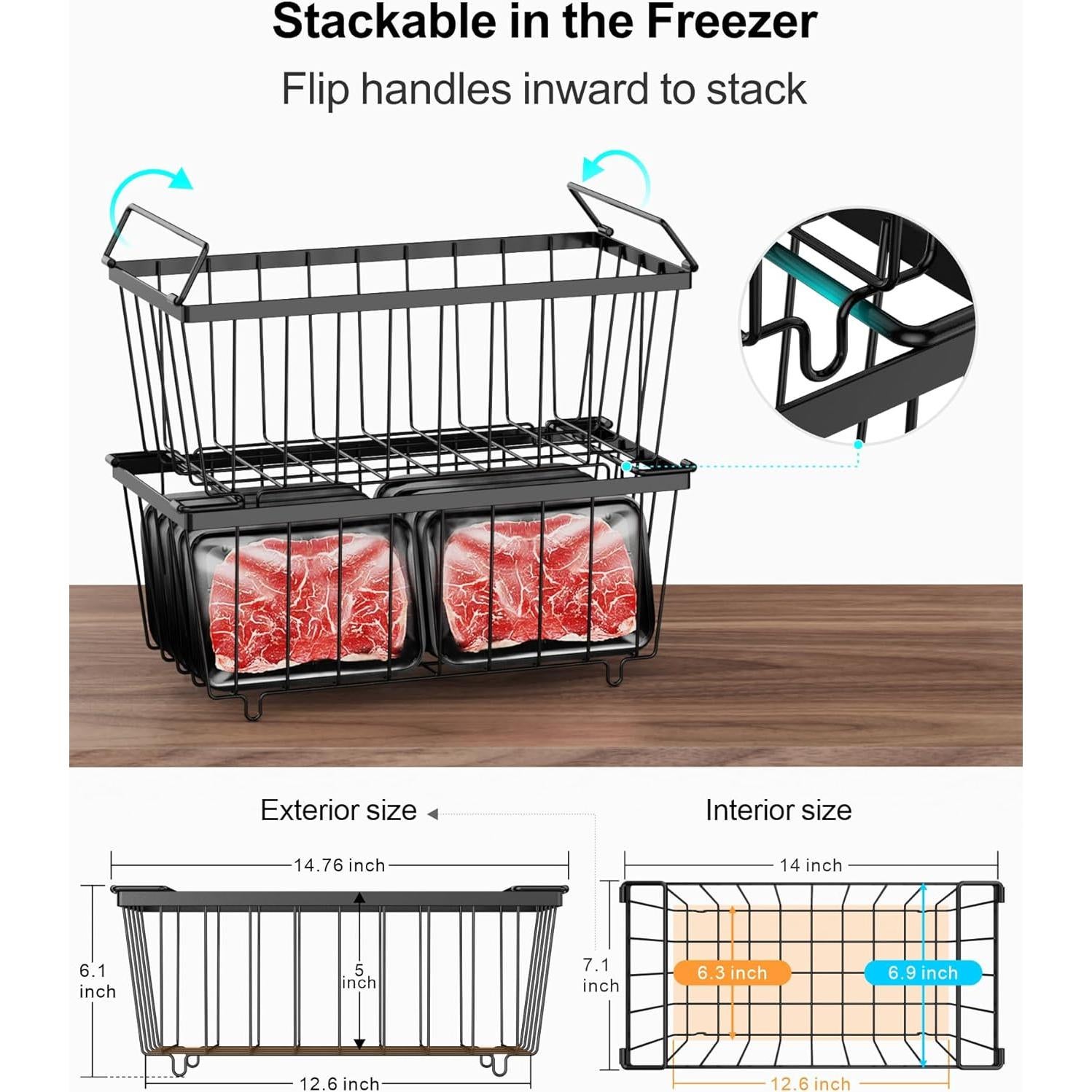 Organizadores de Congelador iSPECLE - 4 Bins Apilables 37.34x18.03cm