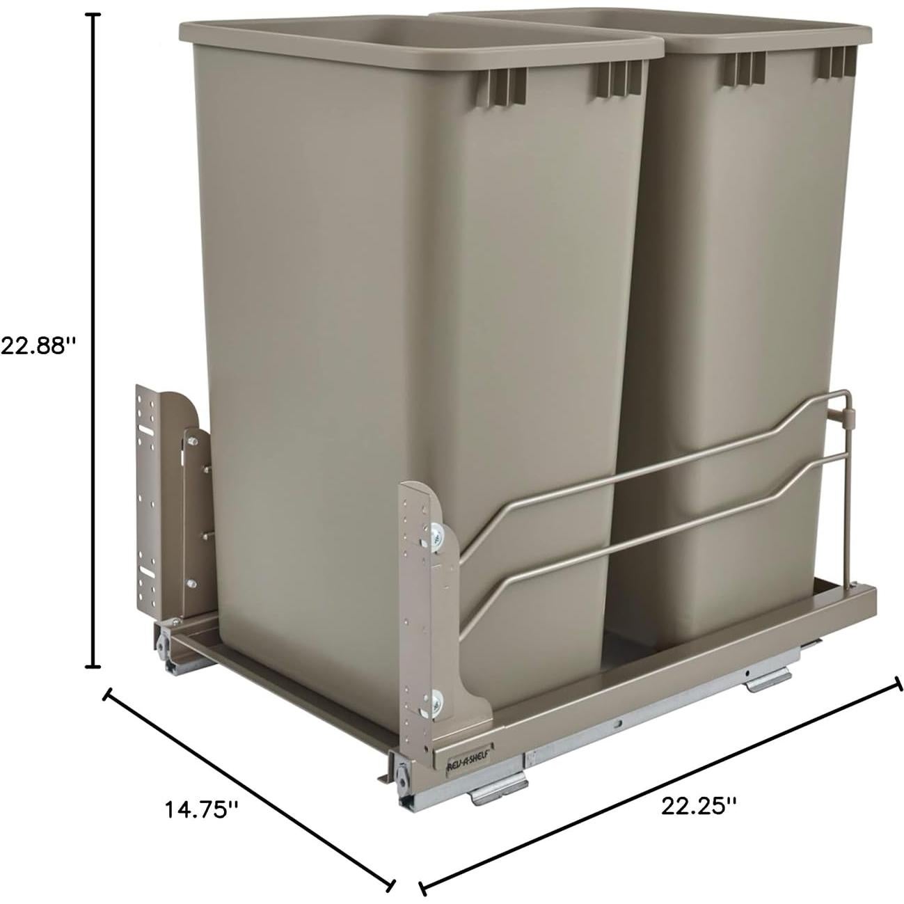 Contenedor de Basura Doble Extraíble Rev-A-Shelf 50 Qt Champagne