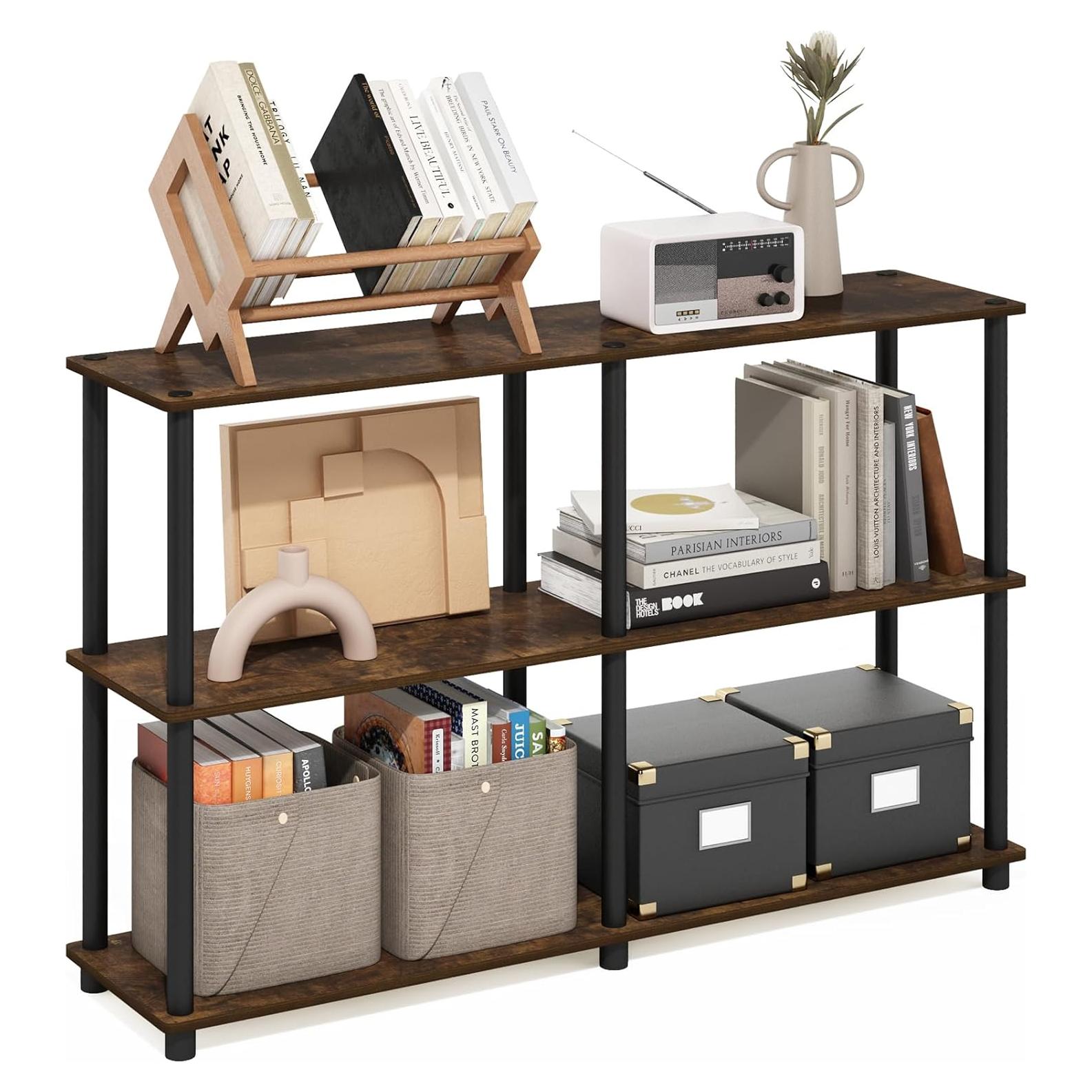 Estante de Almacenamiento Furinno Turn-N-Tube 3 Niveles Pino Ámbar/Negro