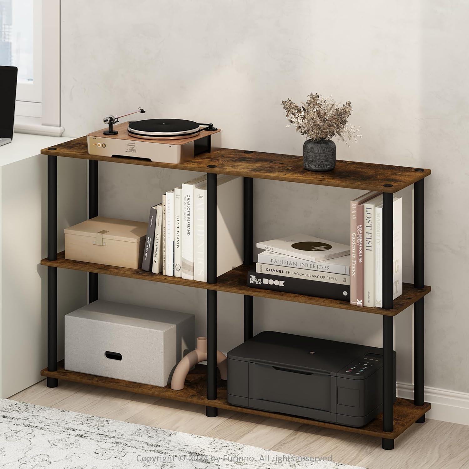 Estante de Almacenamiento Furinno Turn-N-Tube 3 Niveles Pino Ámbar/Negro