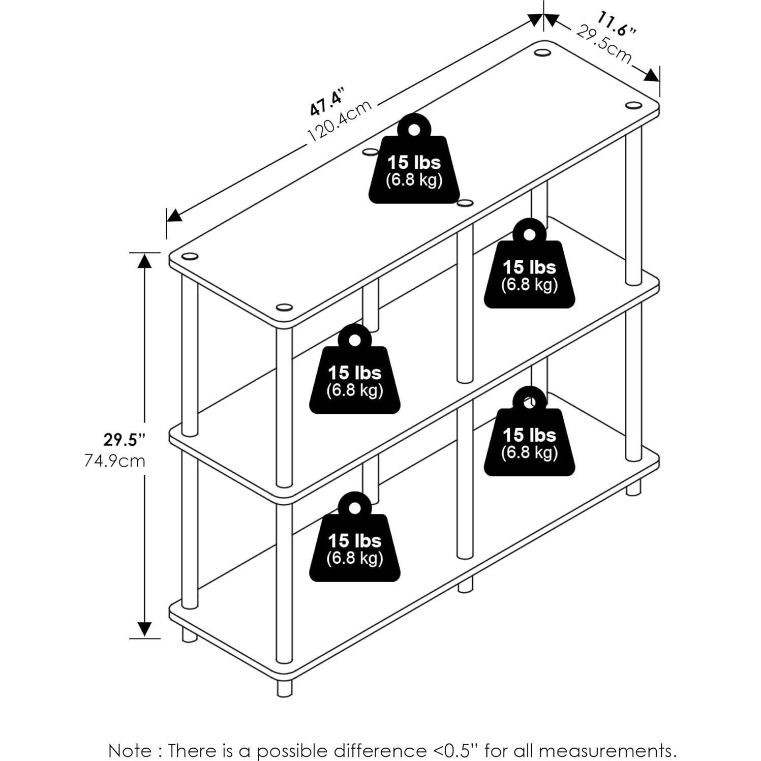 Estante de Almacenamiento Furinno Turn-N-Tube 3 Niveles Pino Ámbar/Negro