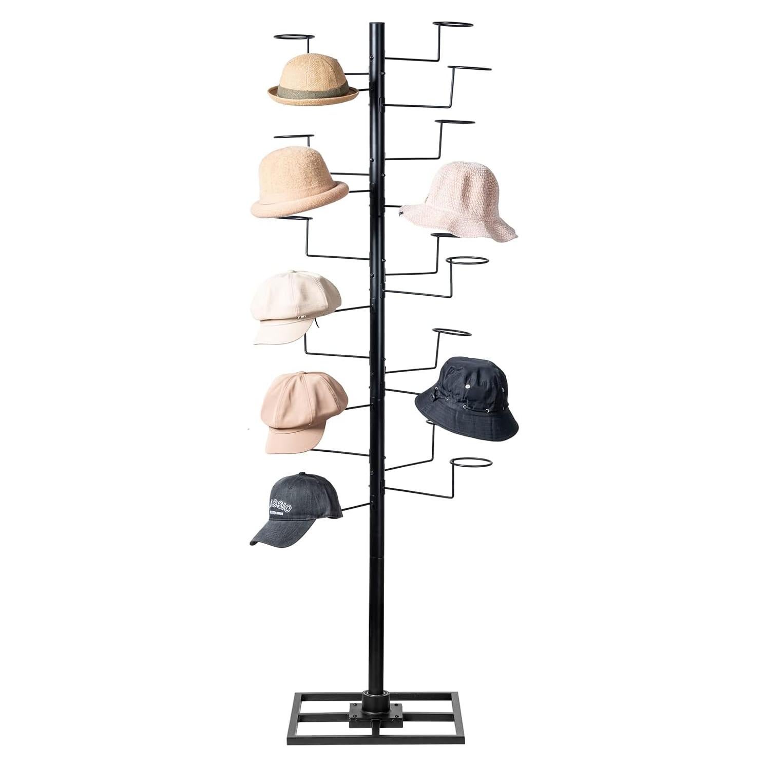 Organizador de Sombreros MyGift de Metal Negro 183 cm 20 Ganchos