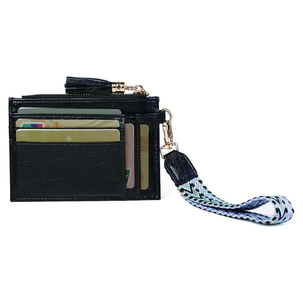 Cartera de muñeca RFID para mujeres HC - Negro, 6 ranuras