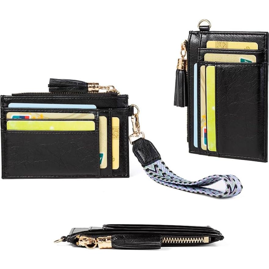 Cartera de muñeca RFID para mujeres HC - Negro, 6 ranuras