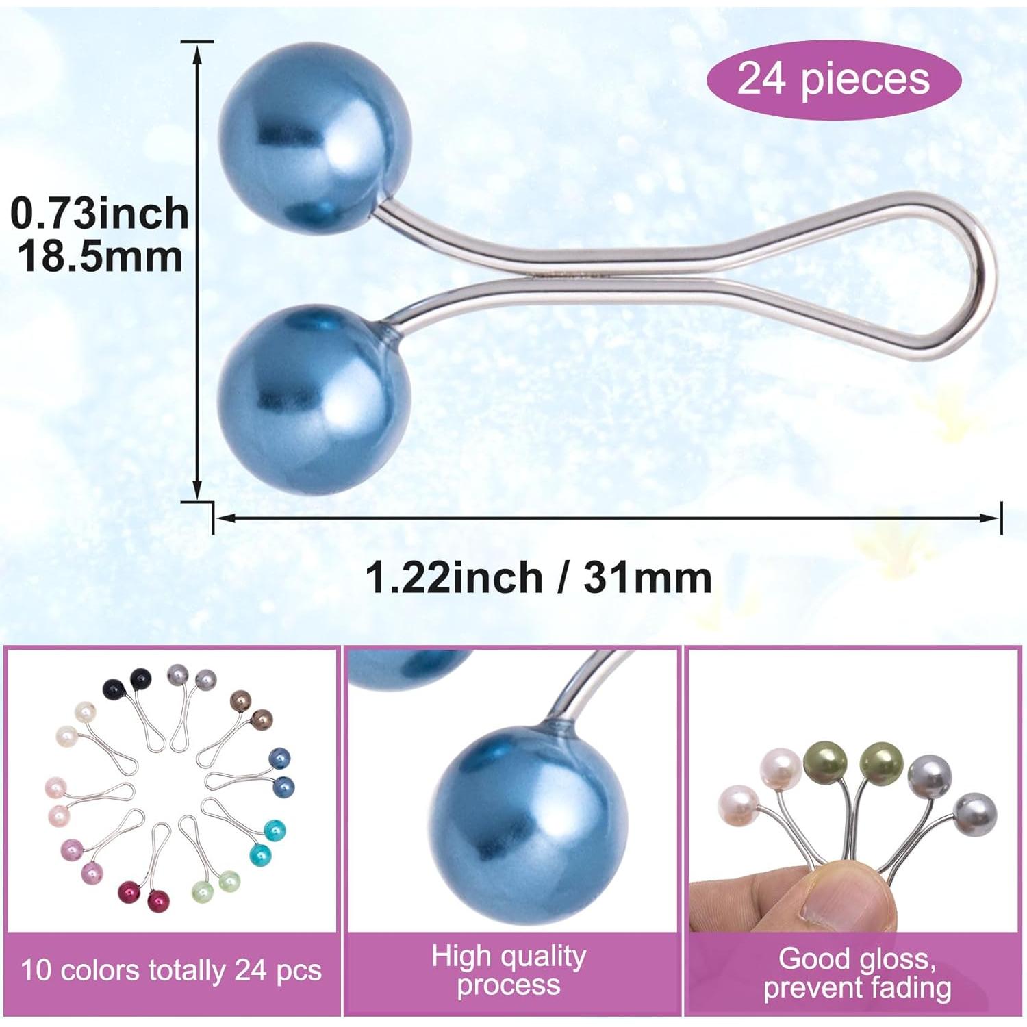 Pinzas para Hijab 24 Pcs Perla Imitación Acero Inoxidable