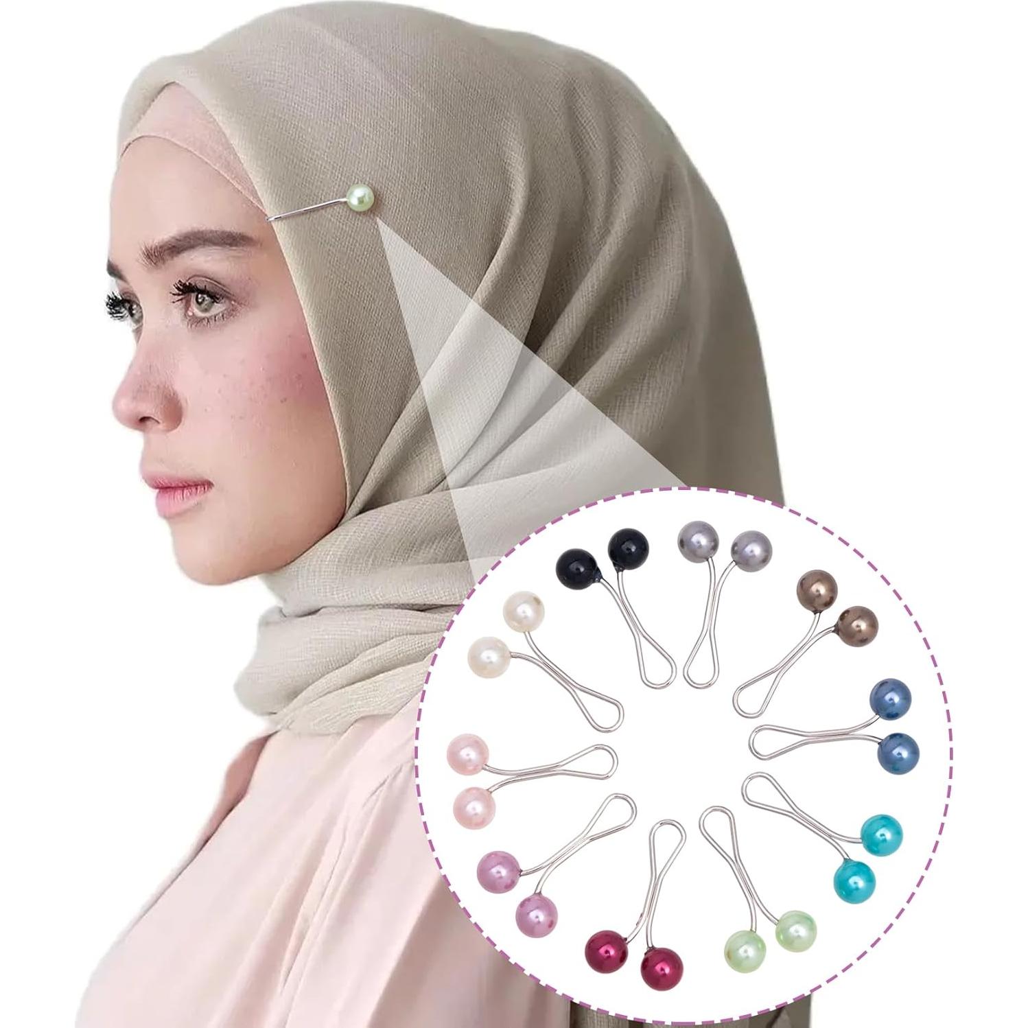 Pinzas para Hijab 24 Pcs Perla Imitación Acero Inoxidable