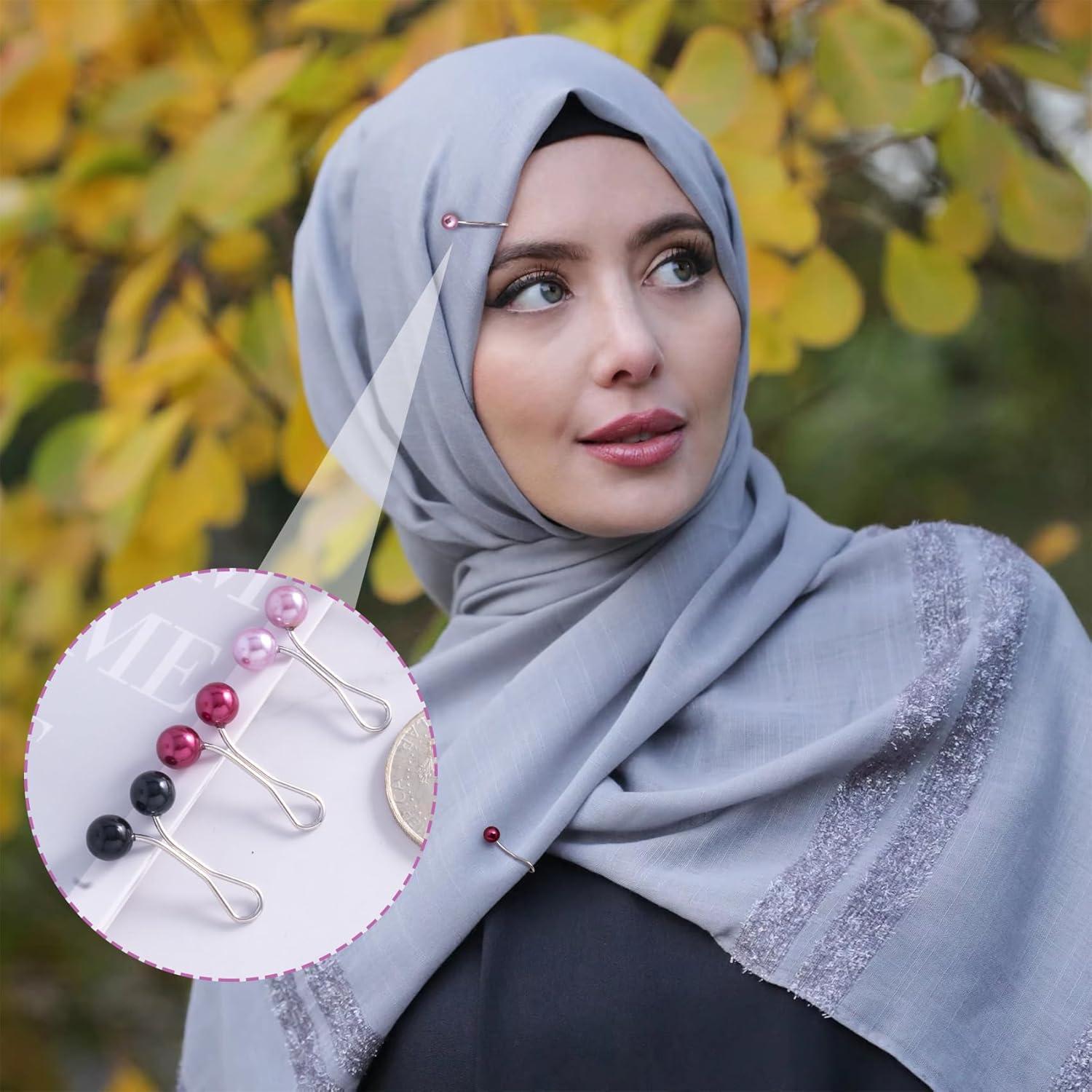 Pinzas para Hijab 24 Pcs Perla Imitación Acero Inoxidable