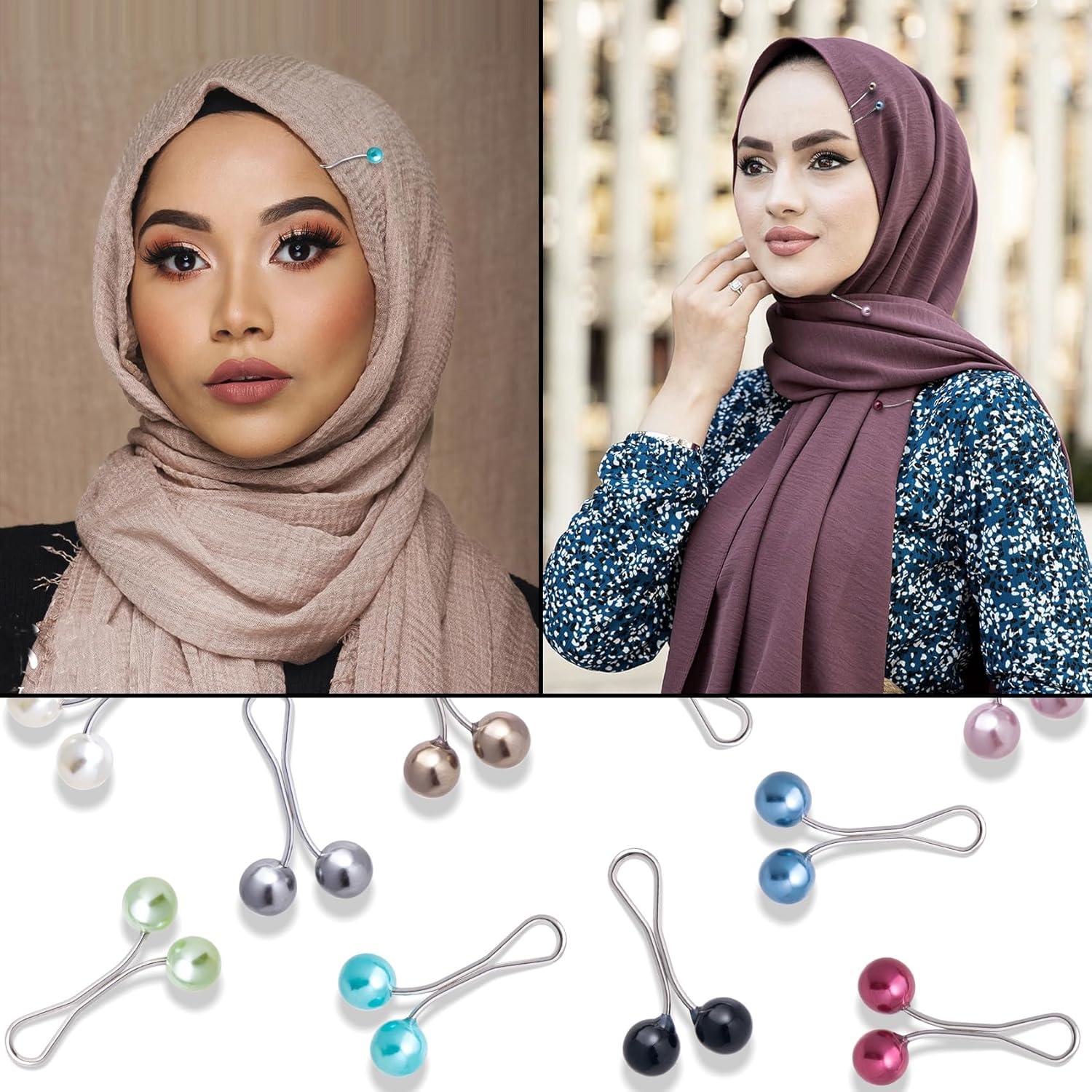 Pinzas para Hijab 24 Pcs Perla Imitación Acero Inoxidable