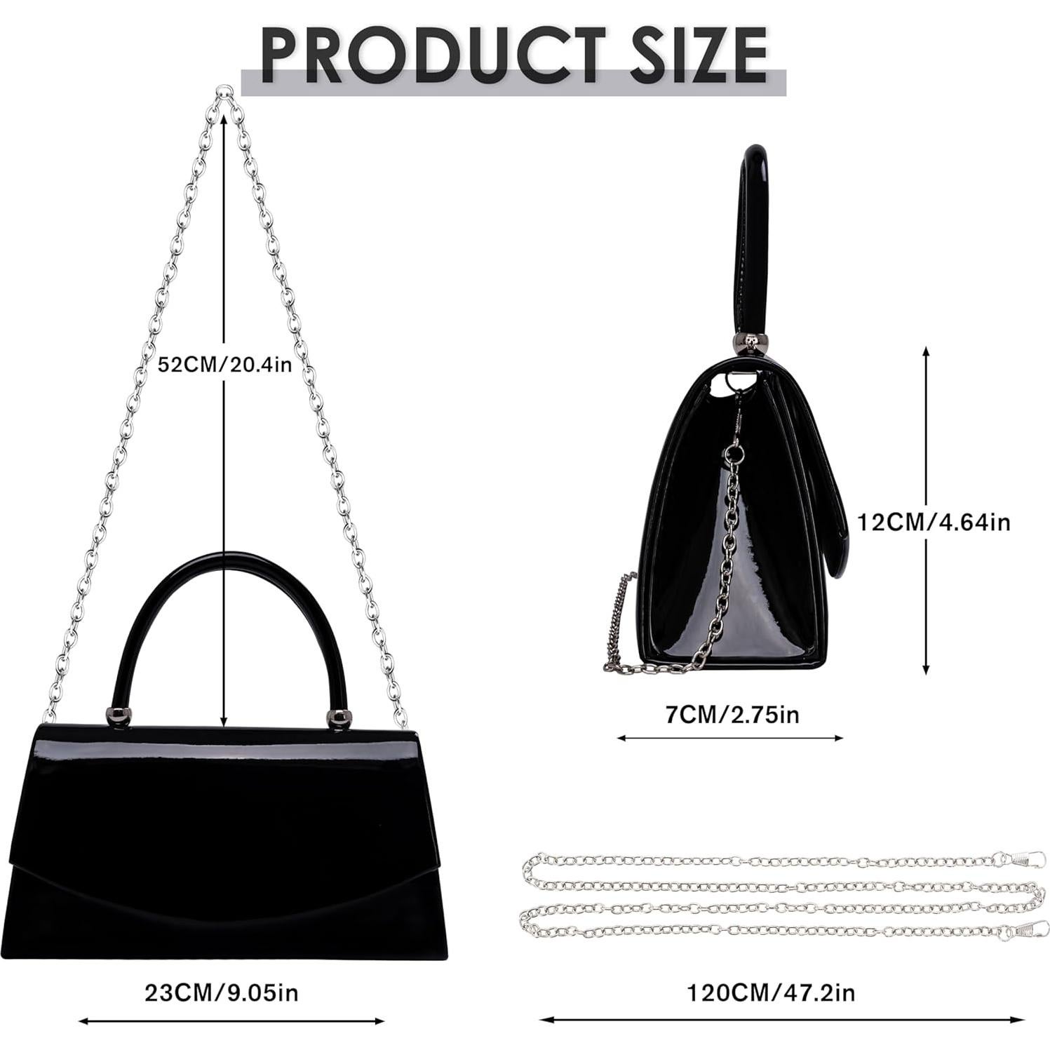 Bolso de Noche Larcenciel para Mujeres, Clutch Brillante Negro