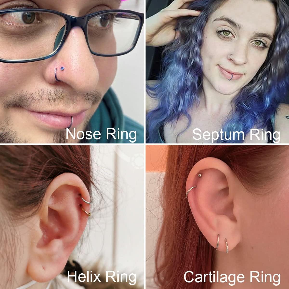 Juego de Aros de Nariz Acero Inoxidable 22G 36 Piezas Multicolor