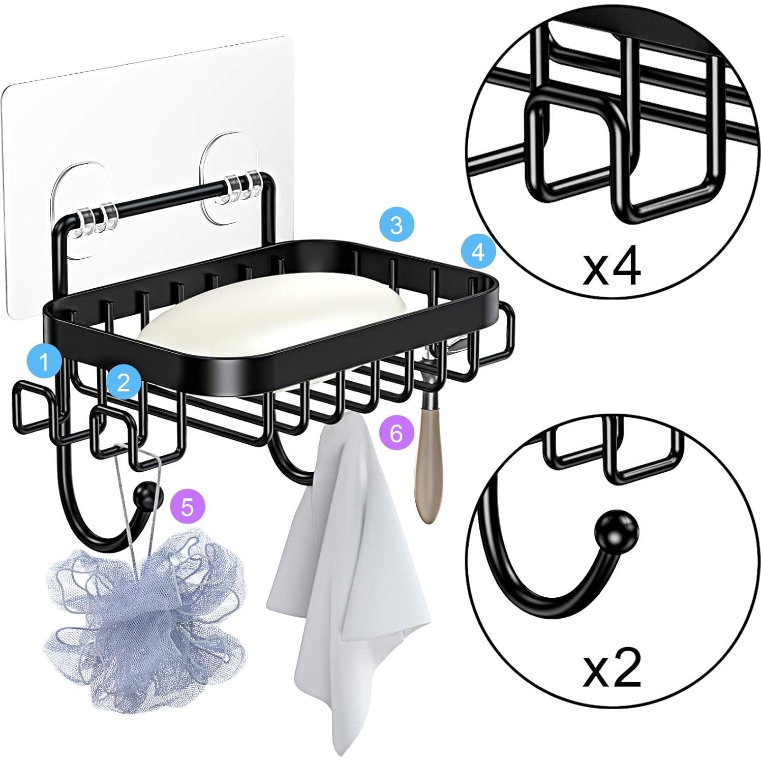 Soporte para Jabón ODesign Acero Inoxidable Negro 6 Ganchos