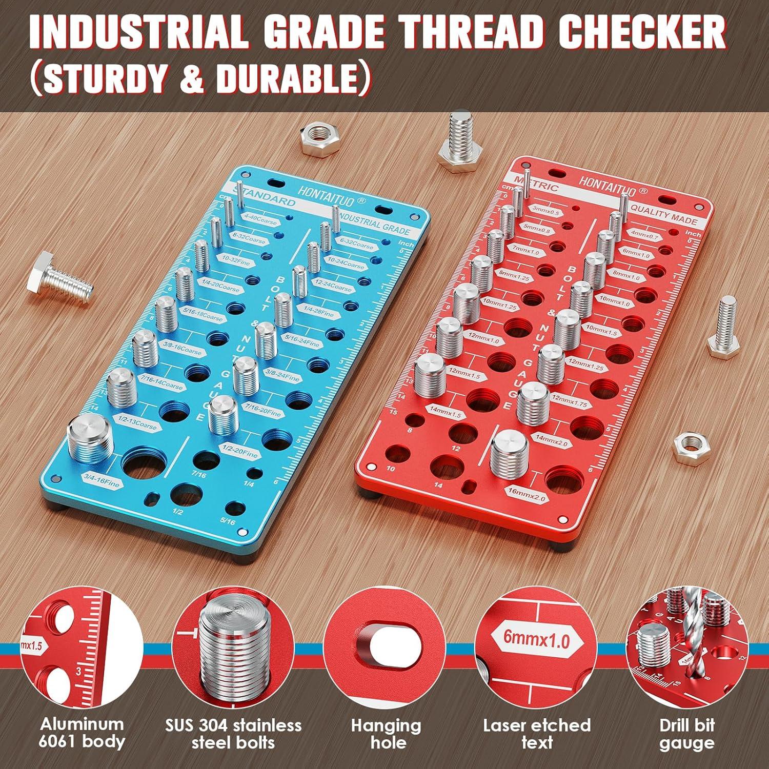Comprobador de Roscas de Tuerca y Tornillo HONTAITUO 42 Tamaños