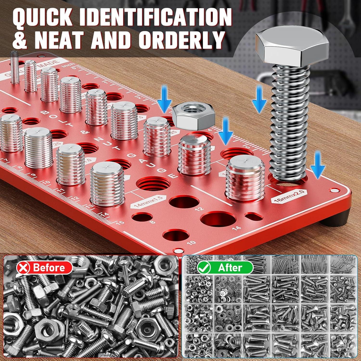Comprobador de Roscas de Tuerca y Tornillo HONTAITUO 42 Tamaños