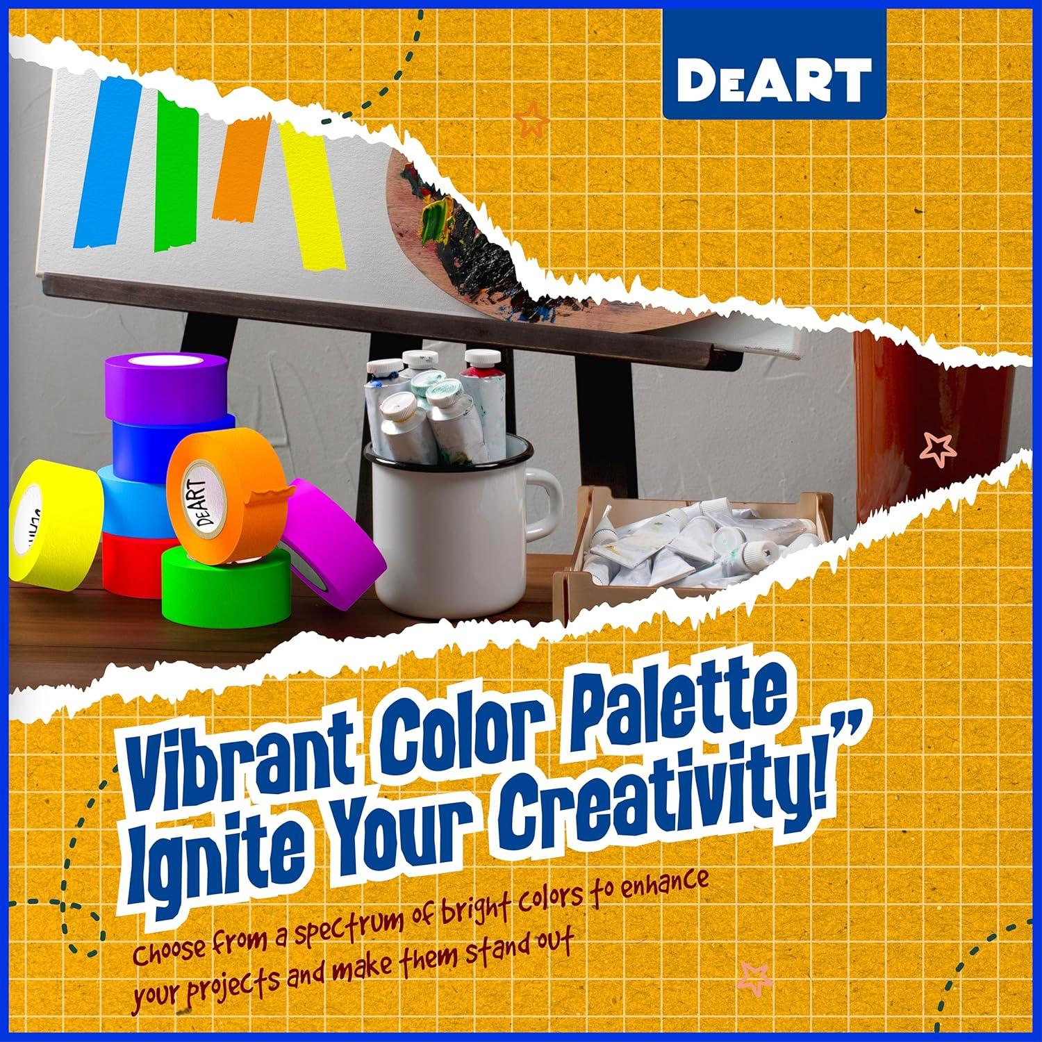 Cinta de enmascarar de colores DEART 10 m x 2.54 cm - 8 unidades