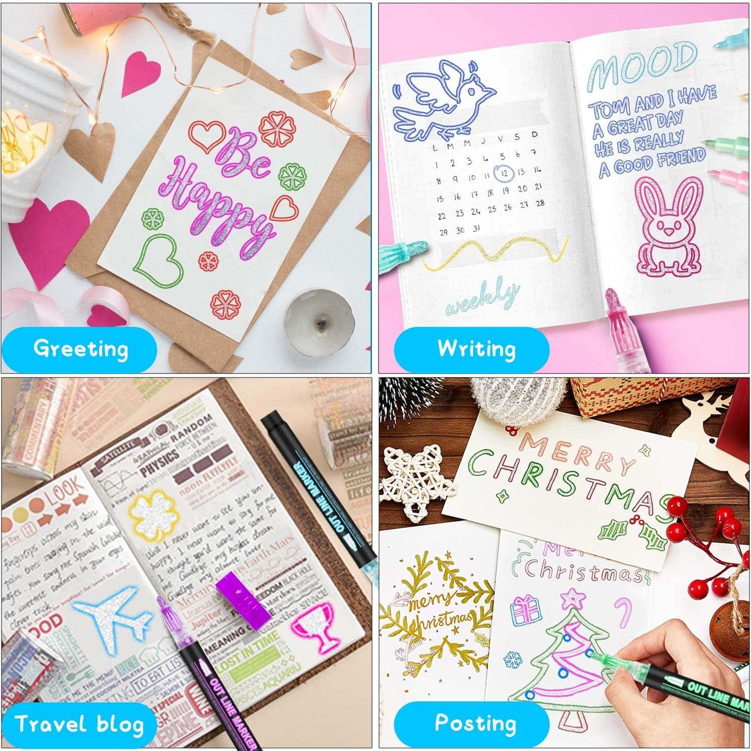 Set de 12 Marcadores Metálicos Hoxida Doble Línea Brillantes