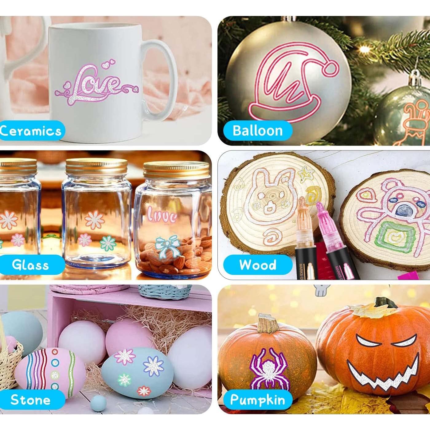 Set de 12 Marcadores Metálicos Hoxida Doble Línea Brillantes