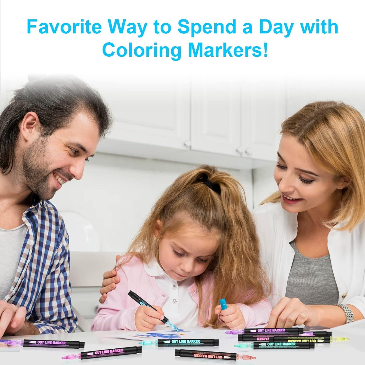 Set de 12 Marcadores Metálicos Hoxida Doble Línea Brillantes