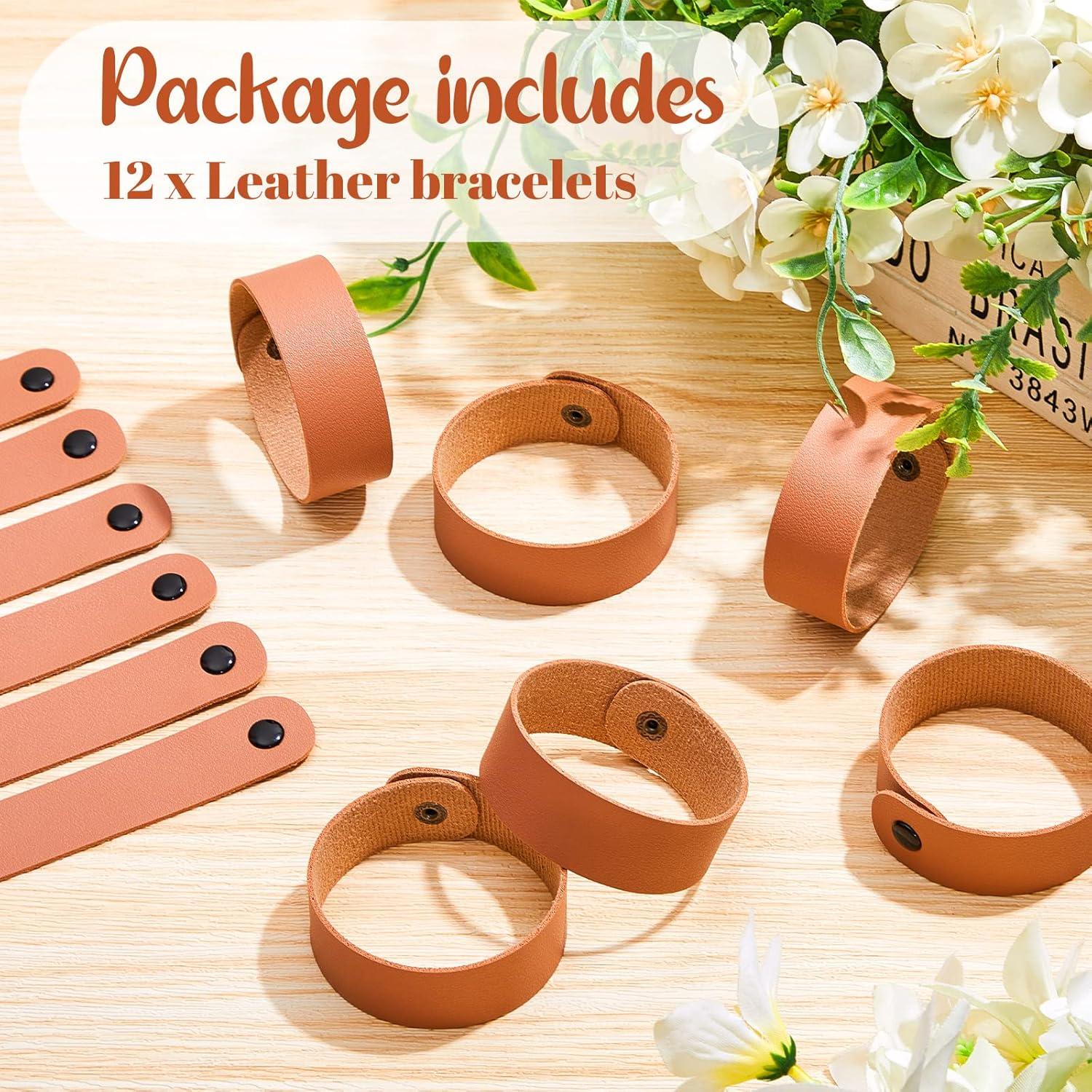 Reginary Pulsera de Cuero DIY 12 Piezas 22x2.5cm Color Clásico