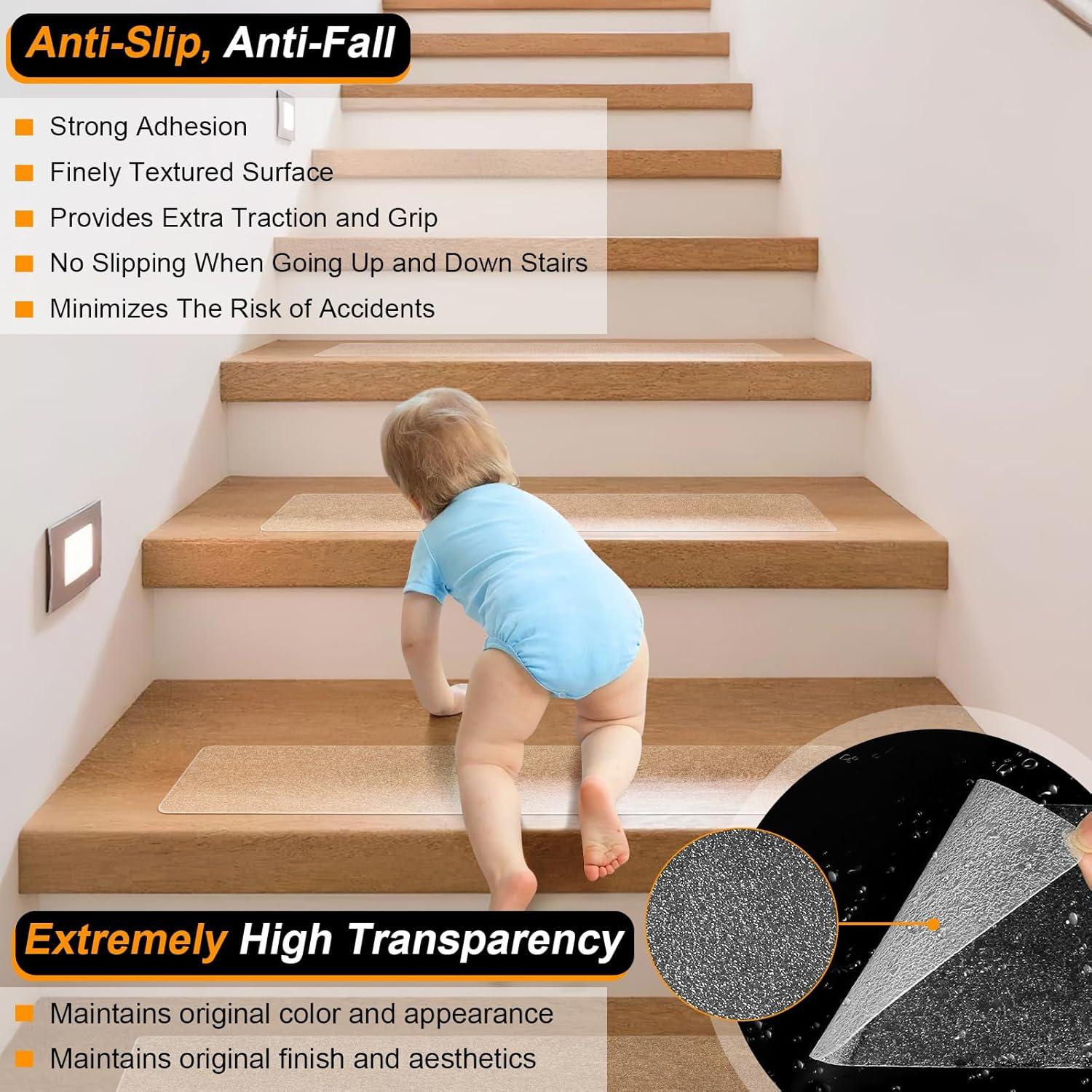 Tiras Antideslizantes Transparentes SMILOOL para Escaleras 5 Pzas