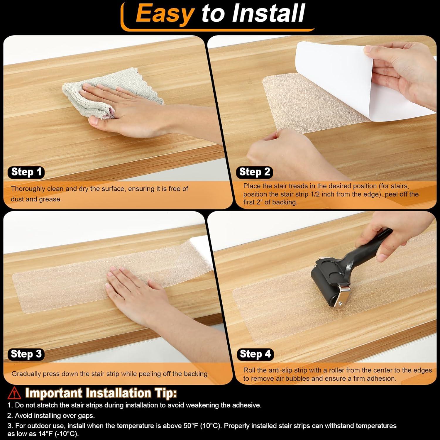 Tiras Antideslizantes Transparentes SMILOOL para Escaleras 5 Pzas