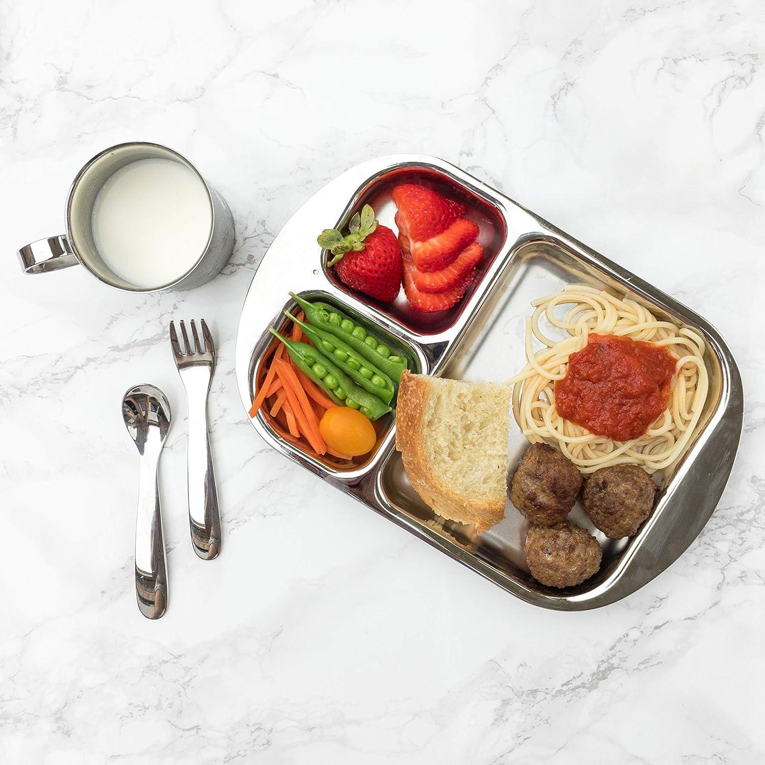 Juego de Vajilla Infantil de Acero Inoxidable Kiddobloom - 3 Piezas