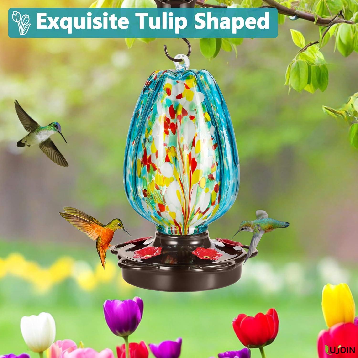 Comedero para Colibríes Tulipán LUJOIN 828 ml Vidrio Azul
