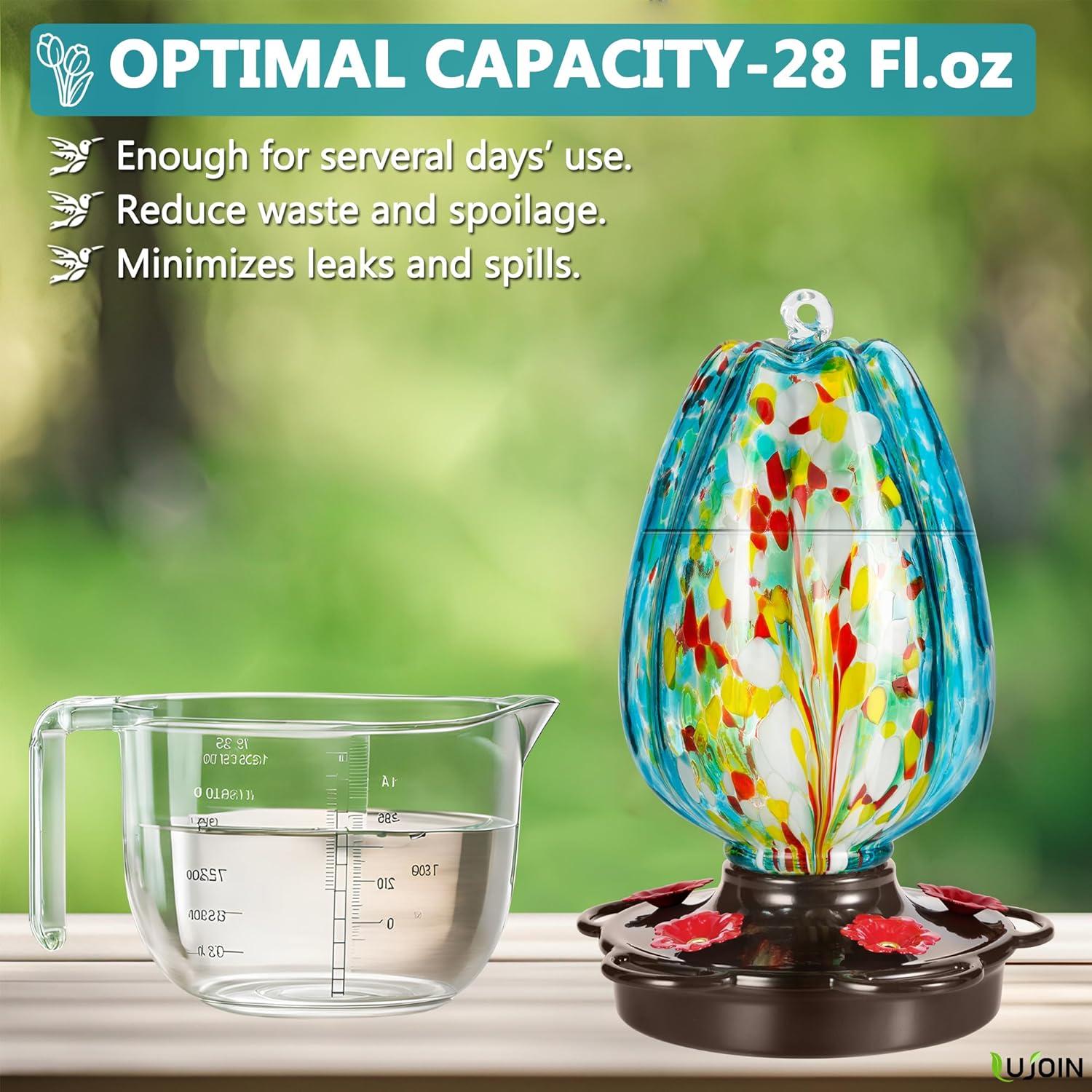 Comedero para Colibríes Tulipán LUJOIN 828 ml Vidrio Azul