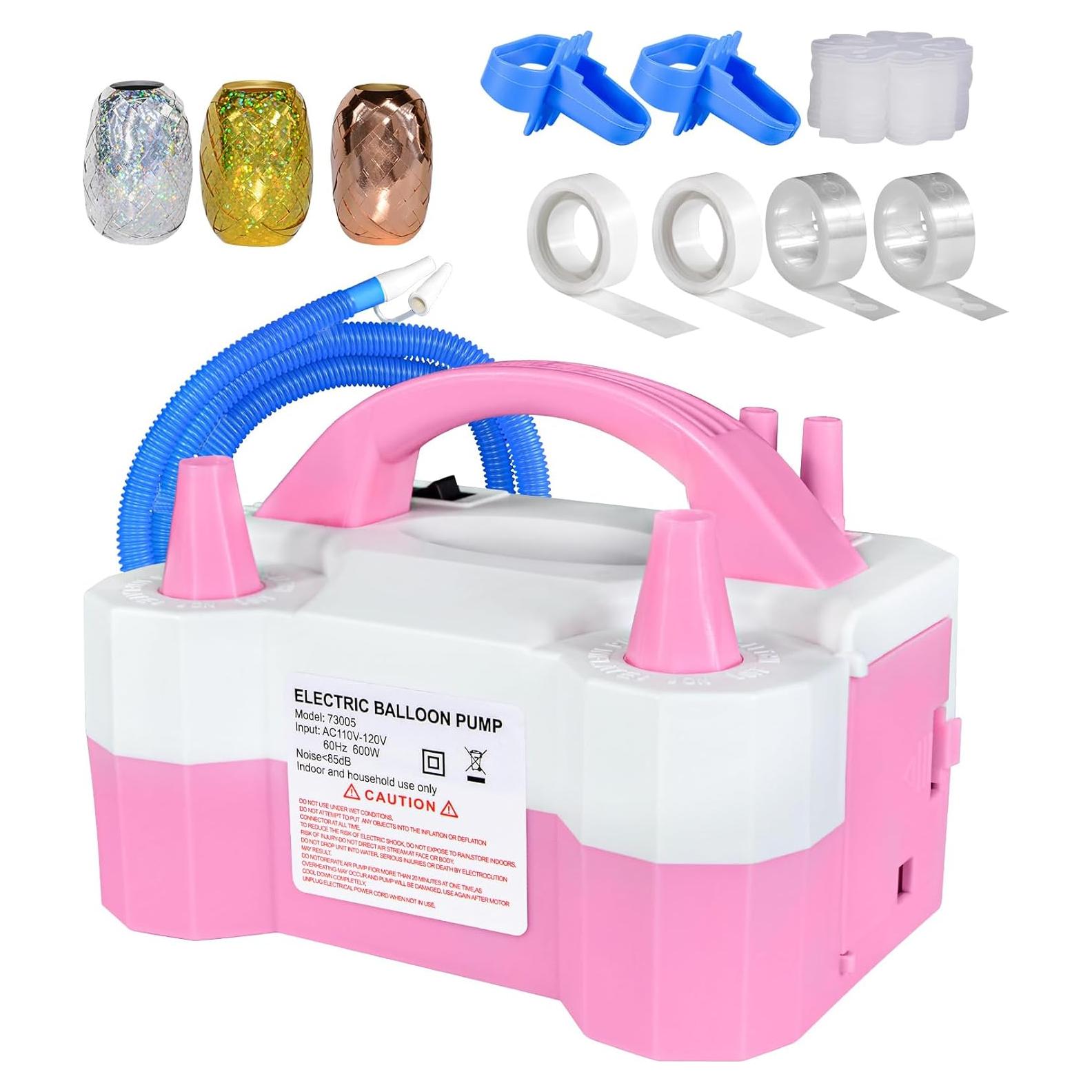 Bomba de Globo Eléctrica STMOUTUO 600W Rosa Inflación Rápida